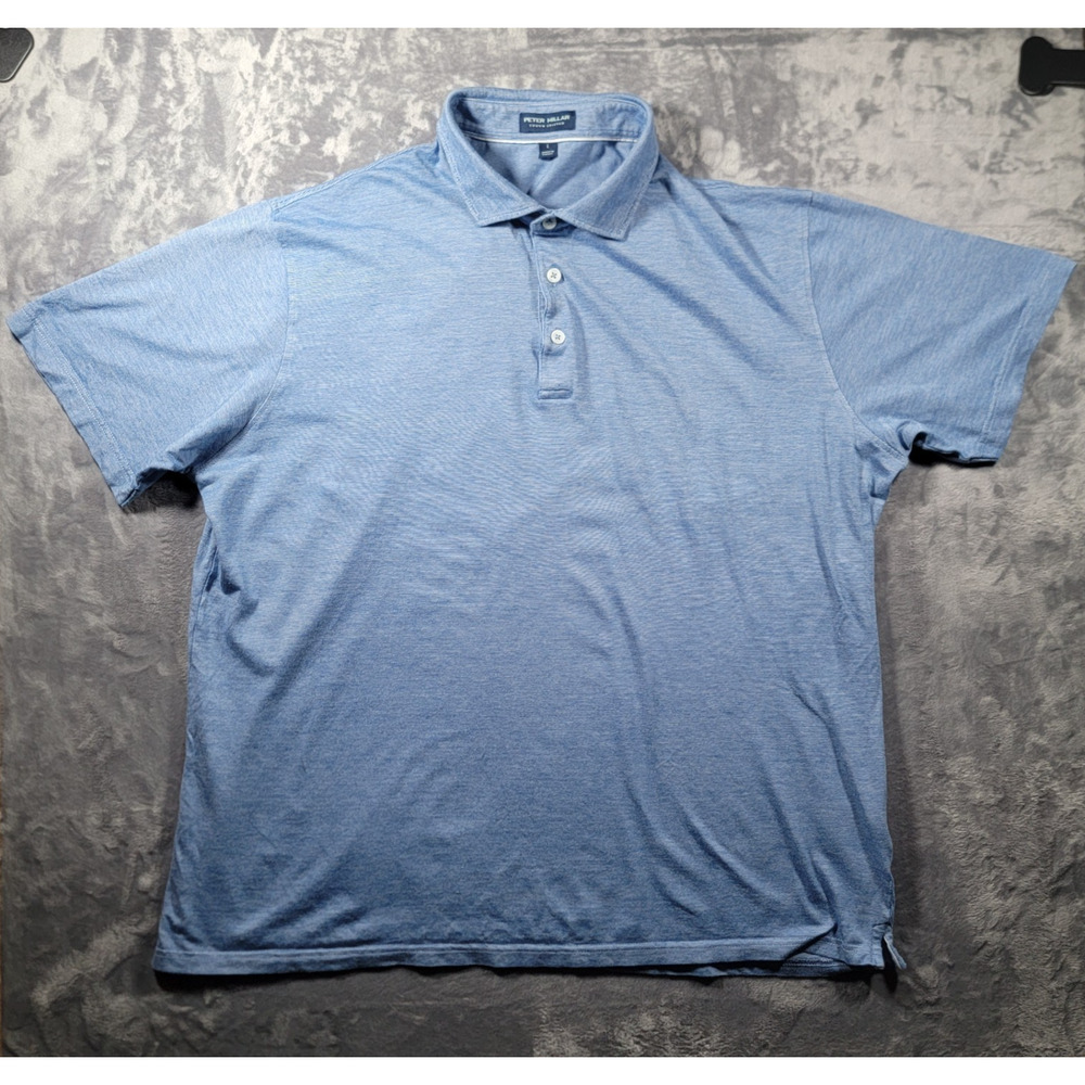 Peter Millar Crown Crafted Polo Shirt Mens L Cotton Modal Stretch Casual Blue